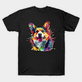 Corgi Dog Colorfull Pop Art Design For Dog Onwer T-Shirt